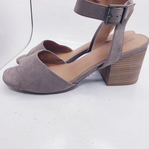 Universal Thread Taupe Megan Faux Suede Open Toe Heels Women's Size 11 New NWT - Picture 4 of 12